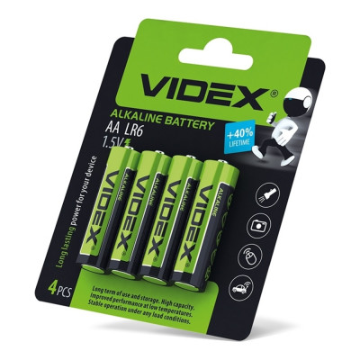 Батарейка щелочная Videx LR6/AA 4шт Blister Card
