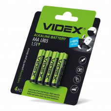 Батарейка щелочная Videx LR03/AAA 4шт Blister Card