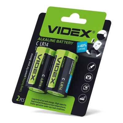 Батарейка лужна Videx LR14/C 2шт BLISTER CARD
