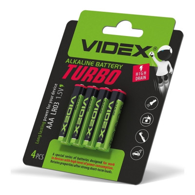 Батарейка щелочная Videx LR03/AAA Turbo 4шт BLISTER (40/720)